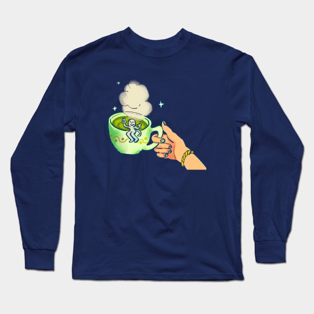 funky tea cup guy in caroline's tea cutscence / stardew valley Long Sleeve T-Shirt by mudwizard